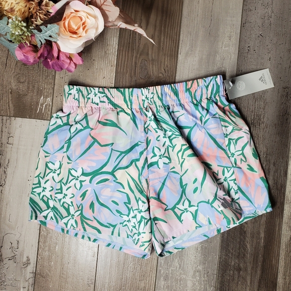 NWT Adidas Aeroready Girls Regular Fit Floral Athletic Shorts Size XL 16 - Picture 1 of 15